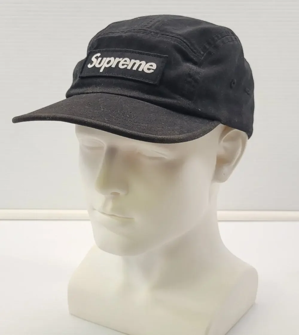 N) Supreme Box Logo Strap Back Black Military Cap Cotton Hat Made in USA